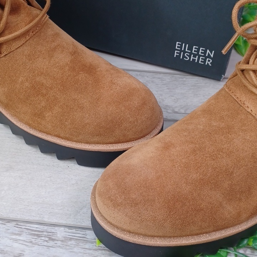 Eileen Fisher Kenille Sport Suede Real Fur Bootie NIB - Picture 2 of 10